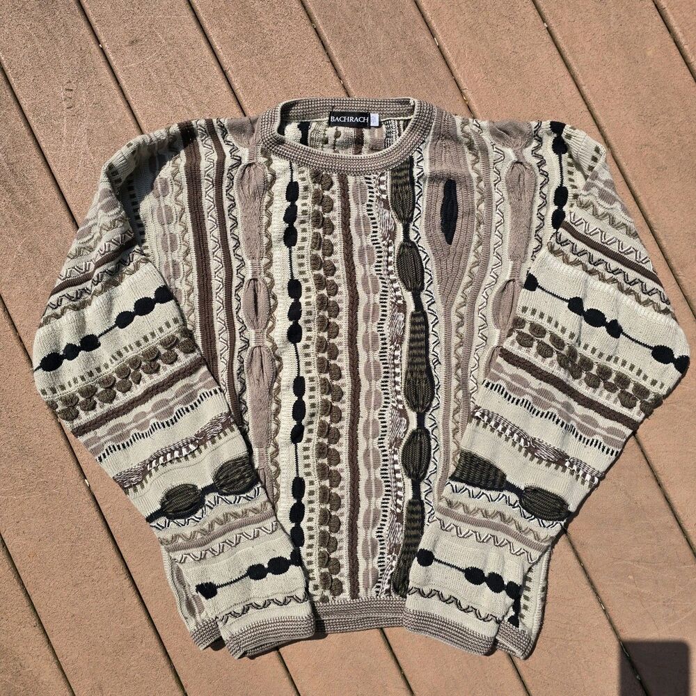 3D Knit Sweater Mens XL Coogi Style Cosby Biggie Textured Grandpa Vintage Y2K US